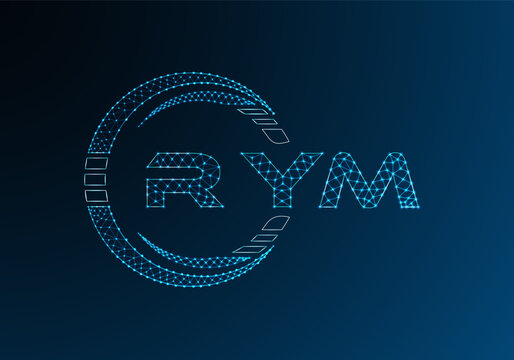 RYM low poly letter logo vector design. RYM lower poly logo design. Low poly logo.