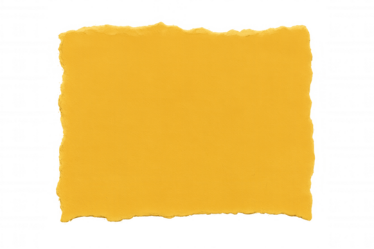 Yellow blank torn paper with rough edges, a textured scrap note, isolated with transparent background