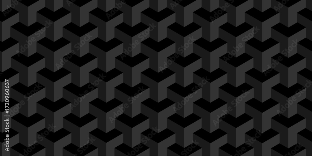 Poster vector minimal black abstract cube square geometric tile mosaic wall grid wallpaper. black and gray 
