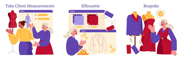 Tailoring Process Vector Illustration with Client Interaction