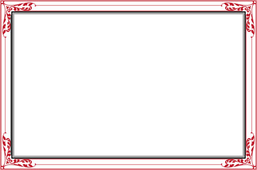 Fototapeta premium Elements of ornate vintage frames. Border black red lines isolated swirls, floral motifs. Design print for greeting cards, wedding invitations, restaurant menu, royal certificates. Set 964 