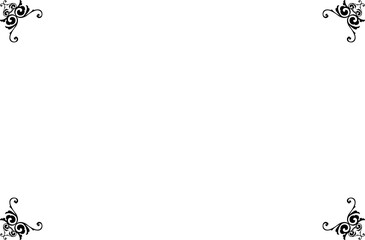 Elements of ornate vintage frames. Border black lines isolated  swirls, floral motifs. Design print for greeting cards, wedding invitations, restaurant menu, royal certificates. Set 977
