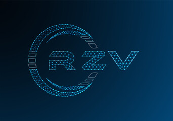 RZV low poly letter logo vector design. RZV lower poly logo design. Low poly logo.