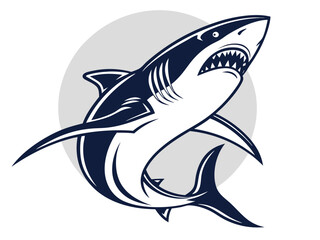 Obraz premium Powerful Shark Logo Design in Striking Blue and White