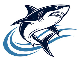 Naklejka premium Powerful Shark Logo Design in Striking Blue and White