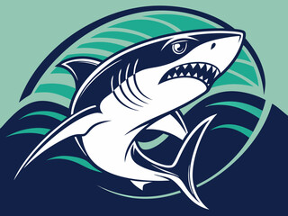 Naklejka premium Powerful Shark Logo Design in Striking Blue and White