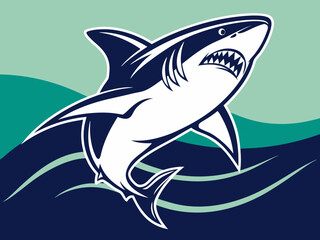 Obraz premium Powerful Shark Logo Design in Striking Blue and White