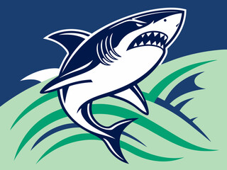 Obraz premium Powerful Shark Logo Design in Striking Blue and White