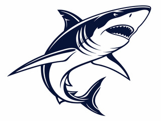 Obraz premium Powerful Shark Logo Design in Striking Blue and White