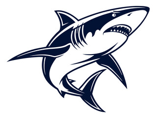Fototapeta premium Powerful Shark Logo Design in Striking Blue and White