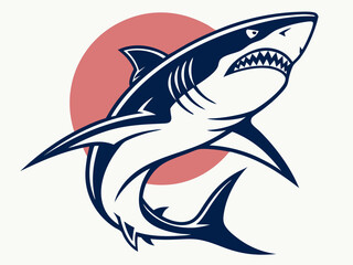 Naklejka premium Powerful Shark Logo Design in Striking Blue and White