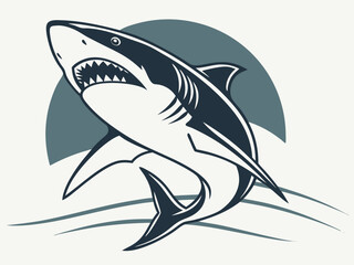 Naklejka premium Powerful Shark Logo Design in Striking Blue and White