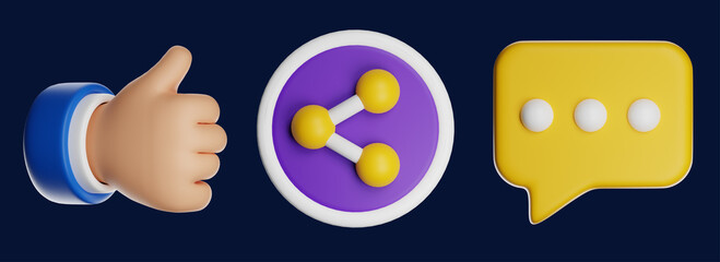 Social media engagement icons for online communication