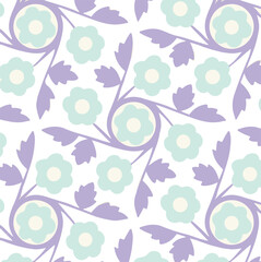 Seamless vintage floral pattern illustration with spring flowers, leaves, ornament for a vector wallpaper design