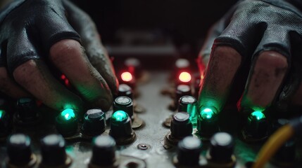 Technician's Hands Adjusting Illuminated Electronic Controls