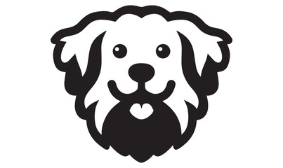 Dog Face Icon – Symmetrical Pet Vector with Heart Nose for Animal Branding