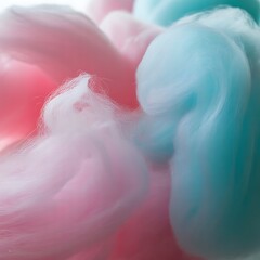 Fototapeta premium Close up of pink and blue cotton candy with a fluffy texture