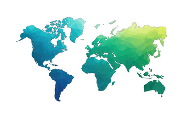 Obraz premium World map, low poly, gradient teal