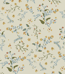 Big flower,Seamless watercolor floral pattern, flowers elements, green leaves branches on dark black background; for wrappers, wallpapers, postcards, greeting 