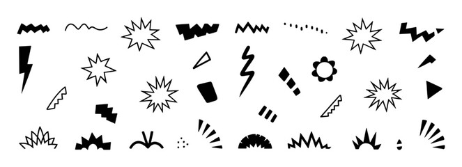 Naklejka premium Black and White Abstract Geometric Shapes and Symbols Pattern