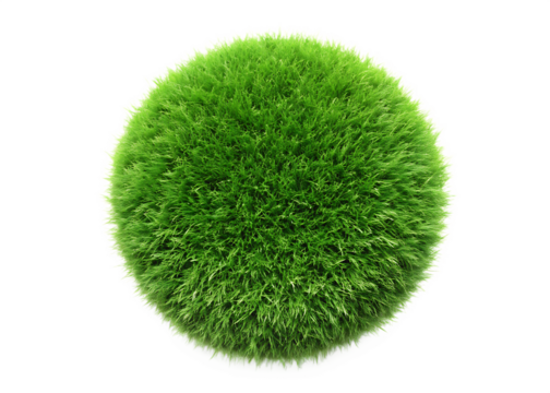 Green grass sphere with white base on isolated on a transparent background ball nature