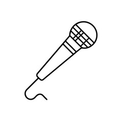 Outline drawing microphone on transparent background