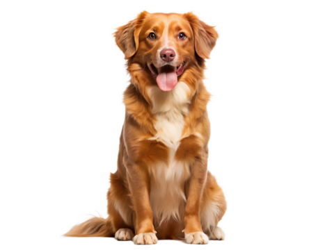 Happy Nova Scotia Duck Tolling Retriever Dog Sitting isolated on a transparent background