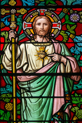 Stained glass (19th century) of Sacred Heart of Jesus Christ.