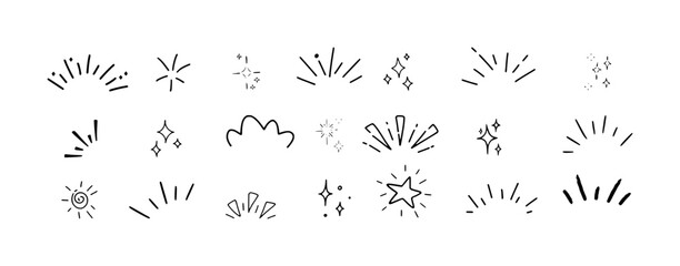 Collection of Hand-Drawn Starbursts, Sparkles, and Sun Icons © Khalek
