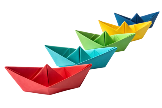 Colorful Origami Boats Float Peacefully