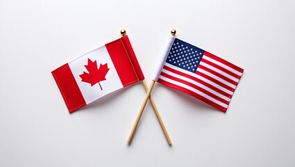 Flags of Canada and the United States Crossed