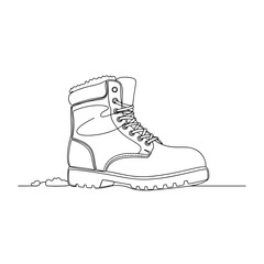 Winter boot with laces in minimalist black line art style