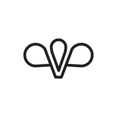 Monogram of the letter V and balloon. Abstract, outline and elegant.
