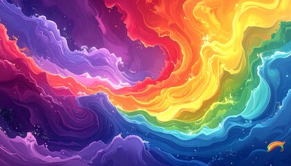 Abstract rainbow swirling clouds
