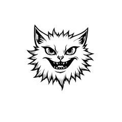 Monochrome feline vector art featuring an edgy grin showcasing creative design and artistic visual