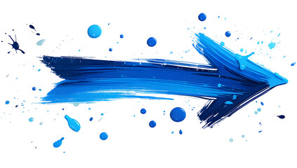 Blue paint arrow graphic design element Abstract art style Vector illustration Isolated on white background