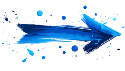Blue paint arrow graphic design element Abstract art style Vector illustration Isolated on white background