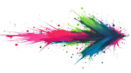 Colorful arrow graphic design element paint splash effect Vector illustration Modern art style Isolated on white background