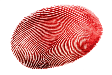 Red fingerprint pattern on background isolated on a transparent background white