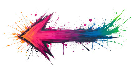 Colorful arrow graphic design element paint splash effect Vector illustration Isolated on white background