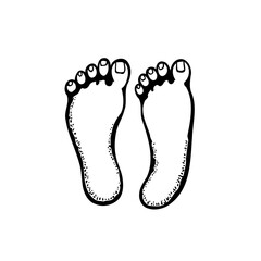 Simple barefoot illustration featuring human footprint design, highlighting anatomy, emphasizing
