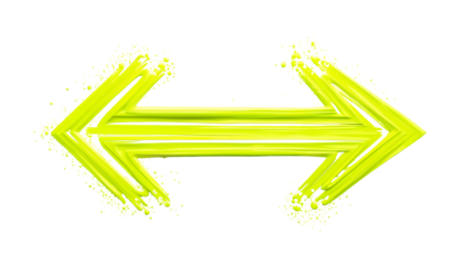 Double arrow icon painted texture graphic design element bright green color Isolated on white background