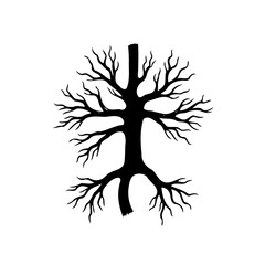 Solitary Silhouette: Stark branches reaching towards the sky and ground, symbol of raw nature's