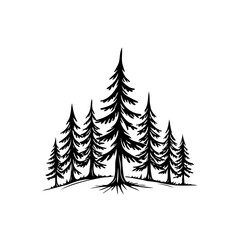 Obraz premium Stylized coniferous forest illustration offering a serene natural graphic representation for