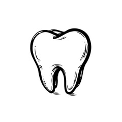 Stylized molar illustration for dental care and hygiene educational graphic with health promotion