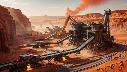 Futuristic Mining Base on Mars
