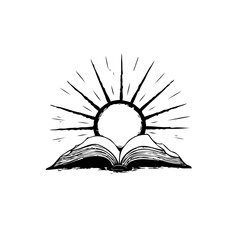 Sunlit pages of knowledge a symbolic dawn illuminating wisdom within an open book illustration