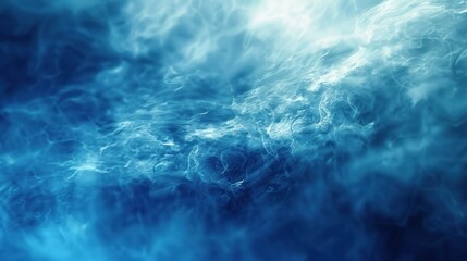A blue and white abstract background with a light source shining through the clouds.