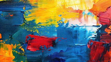 A colorful abstract painting with vibrant colors and brushstrokes
