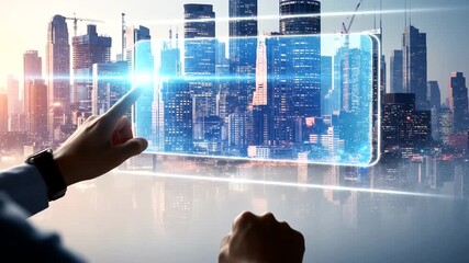 Futuristic technology interface in the city background, innovative future technology concept - Powered by Adobe